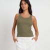 New SUBTITLED Lagoon Muscle Tank Top In Khaki