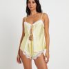 Online LOVE NOTES Tao Tie Front Long Line Cami In Lemon