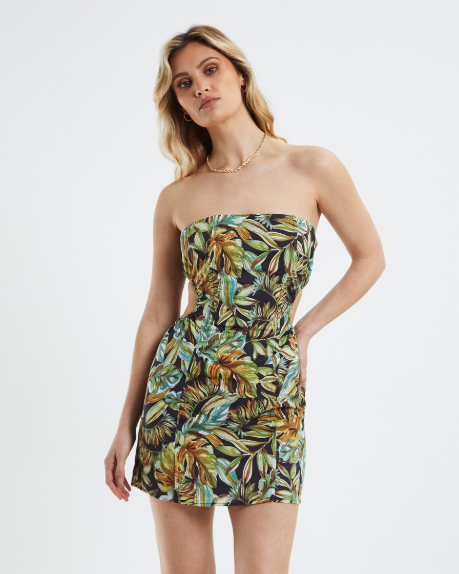 Online CHARLIE HOLIDAY Palma Mini Dress Tropical Palm