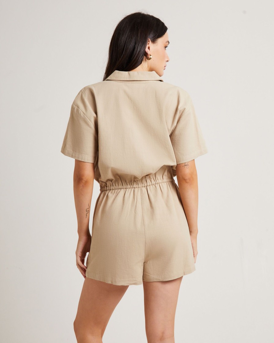 Online SUBTITLED Shelly Short Sleeve Playsuit In Oat