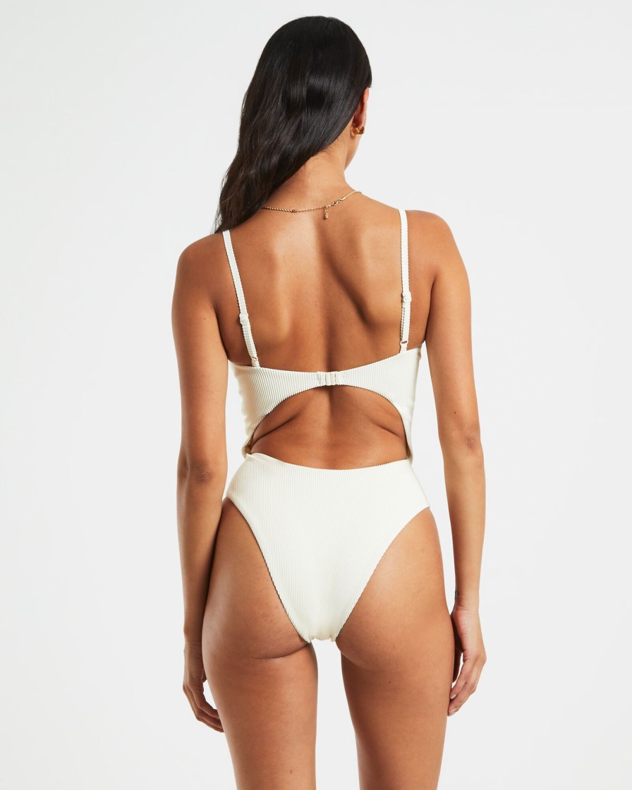 Hot SUBTITLED Rib Underwire One Piece In Almond