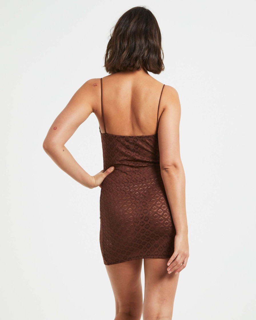 Online ALICE IN THE EVE Maya Lace Mini Dress In Chocolate Brown