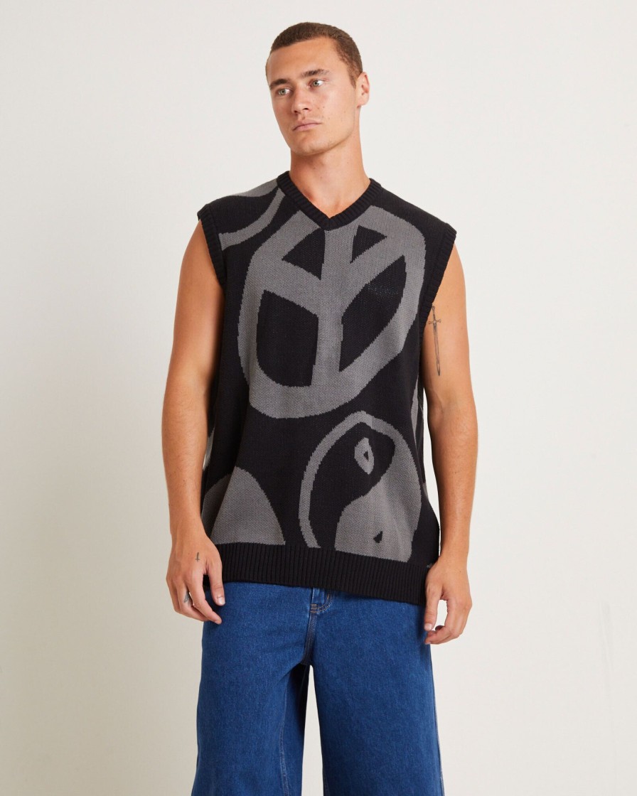 Hot SPENCER PROJECT Peace Corp Knitted Vest In Black