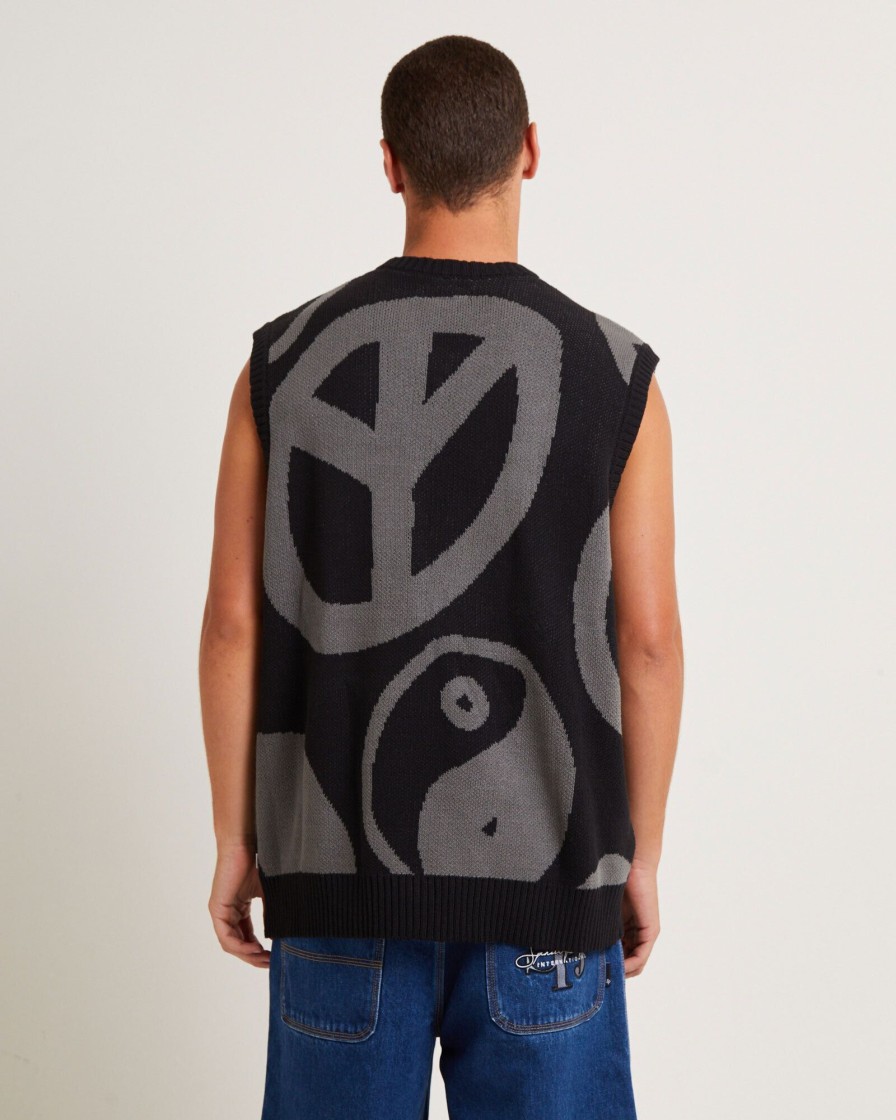 Hot SPENCER PROJECT Peace Corp Knitted Vest In Black