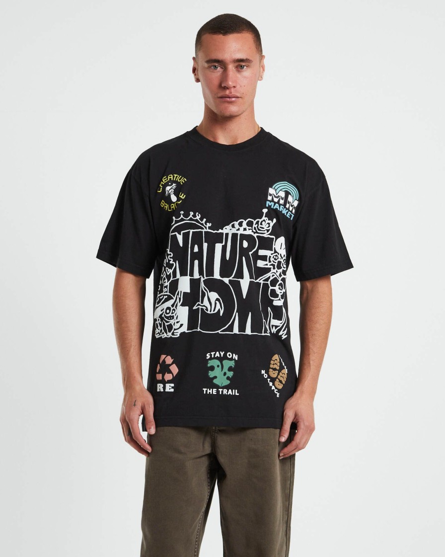 Clearance MARKET Nature Is Home Short Sleeve T-Shirt In Vintage Black