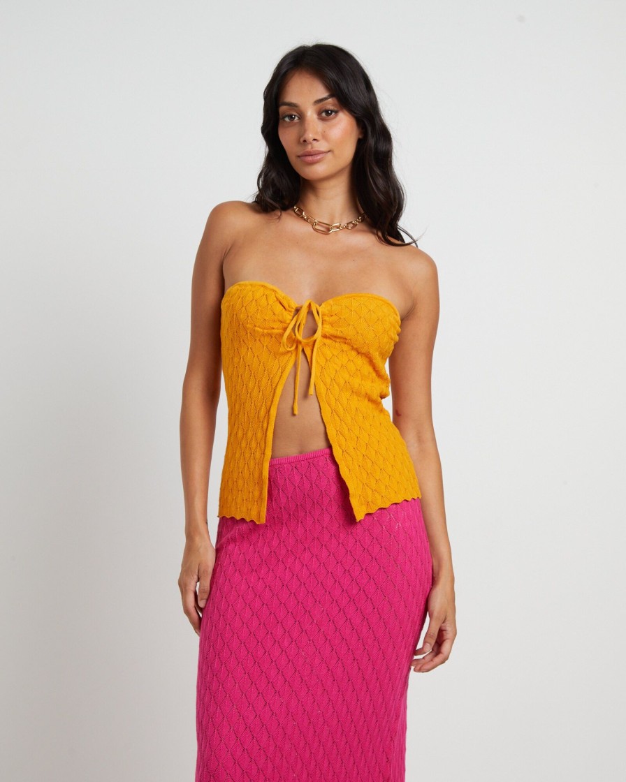 New SUBTITLED Josie Crochettie Front Top In Mango