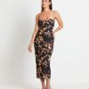 Clearance NEON HART Carmen Dark Cloud Mesh Midi Dress In Brown