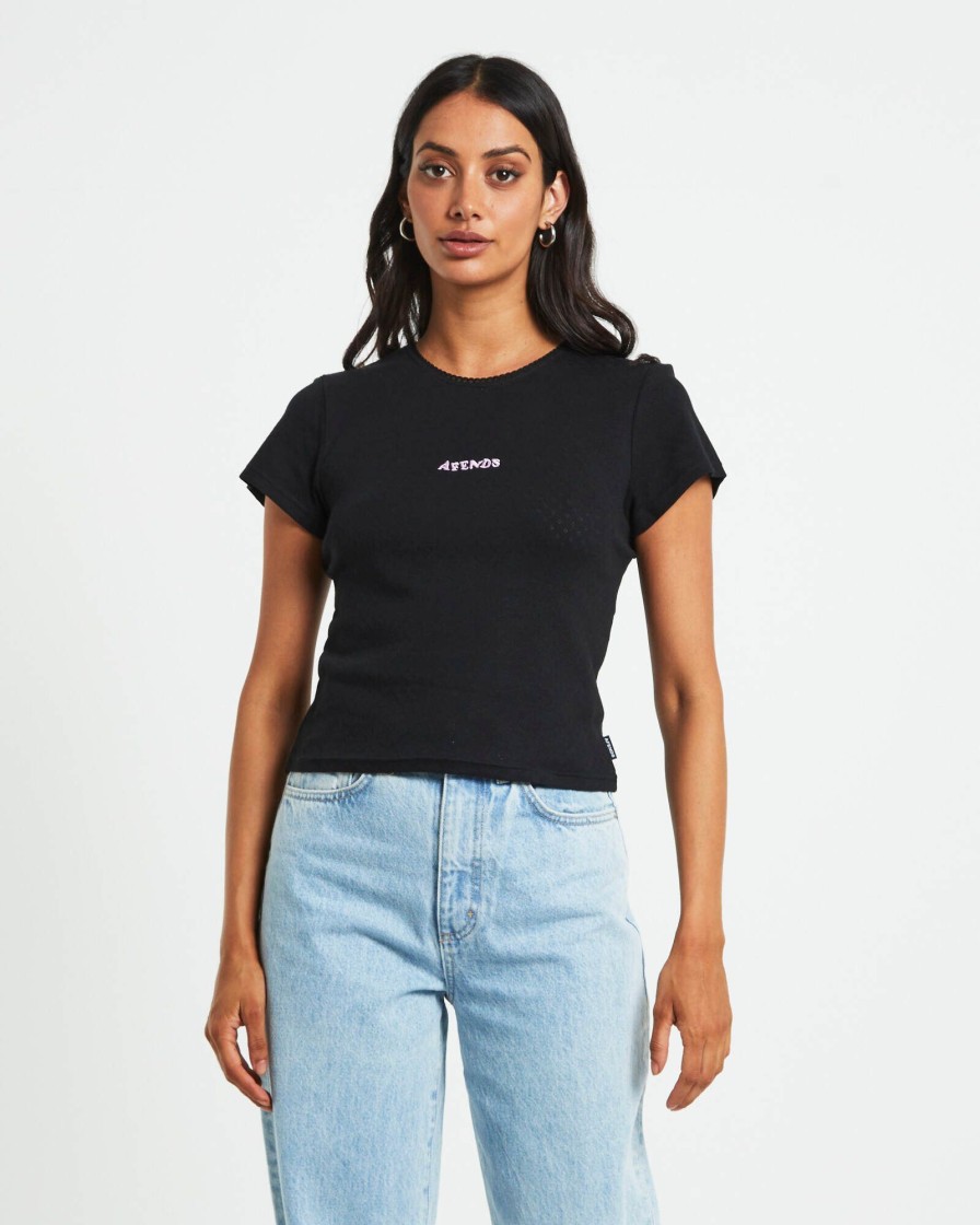 Best AFENDS Lilah Organic Pointelle Fitted Tee In Black