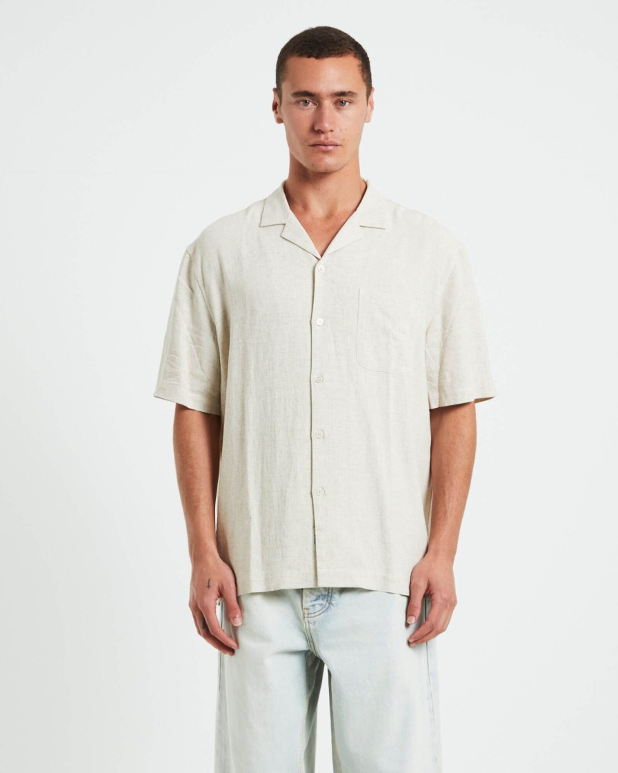 Online ARVUST Harrison Linen Short Sleeve Resort Shirt In Natural