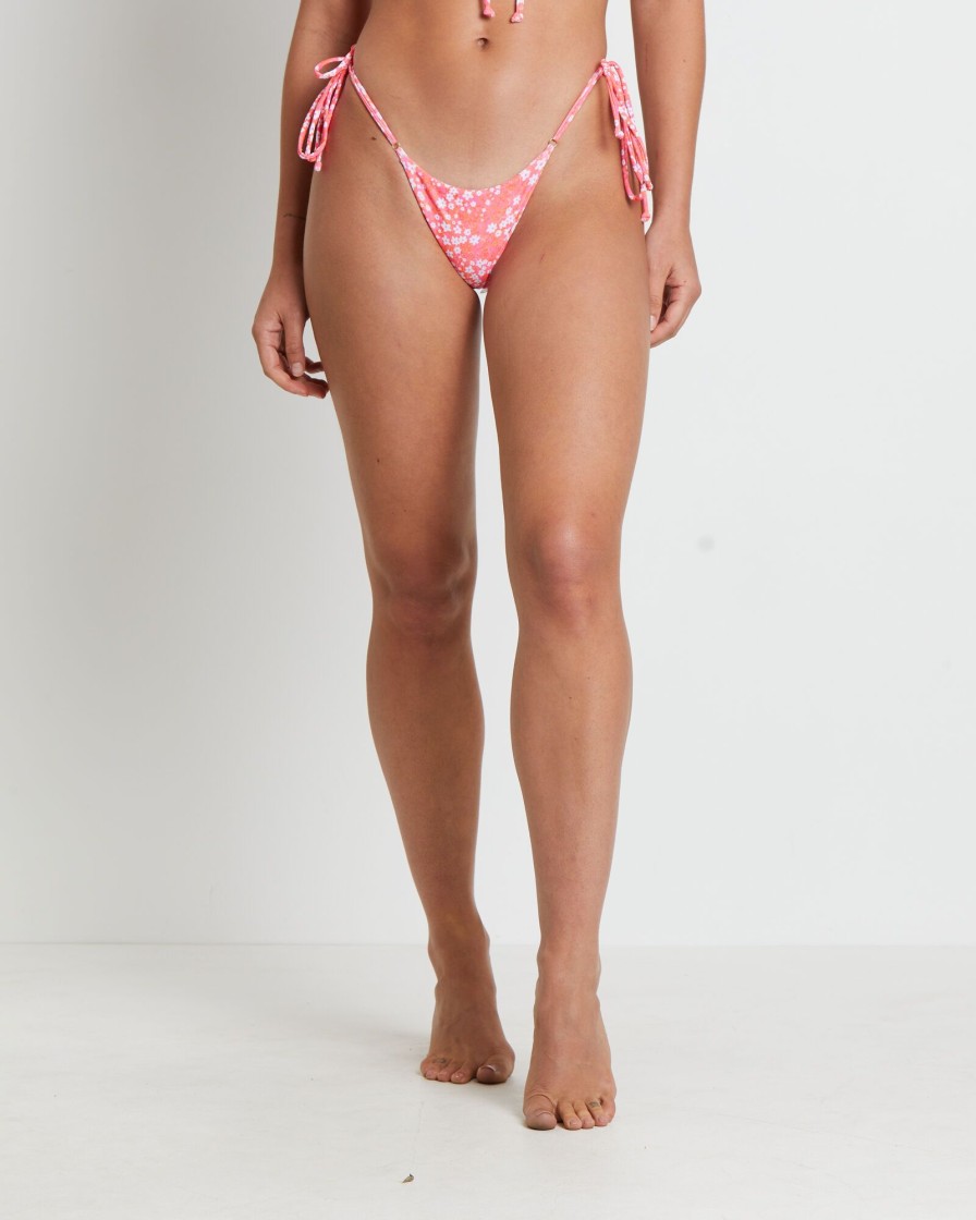 Hot KULANI KINIS Thong Tie Side Bikini Bottom In Coral Crush