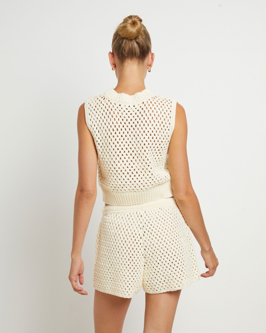 Clearance FLEUR BY BLANCA STUDIO Isla Crochet Shorts In Cream