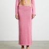 Hot SUBTITLED Mika Knit Strap Midi Skirt In Strawberry Pink