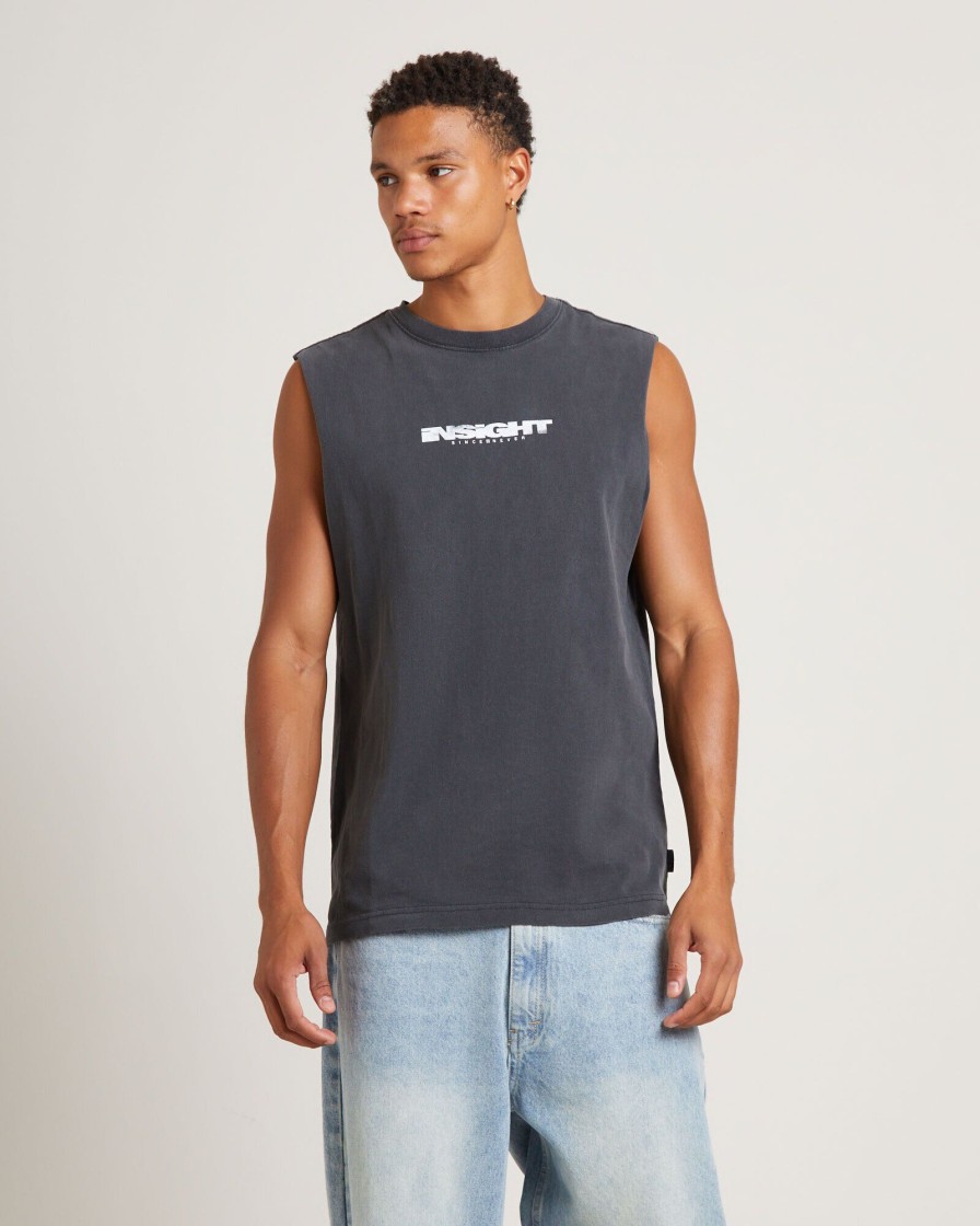 Clearance INSIGHT Establish Muscle Tank Tee In Vintage Black