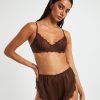 Clearance LOVE NOTES Exie Cheeky Runner Silky Shorts In Chocolate Brown