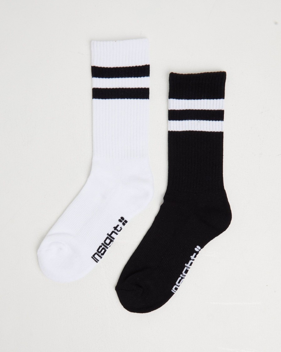 New INSIGHT Core Stripe Crew Socks 2 Pack White/Black