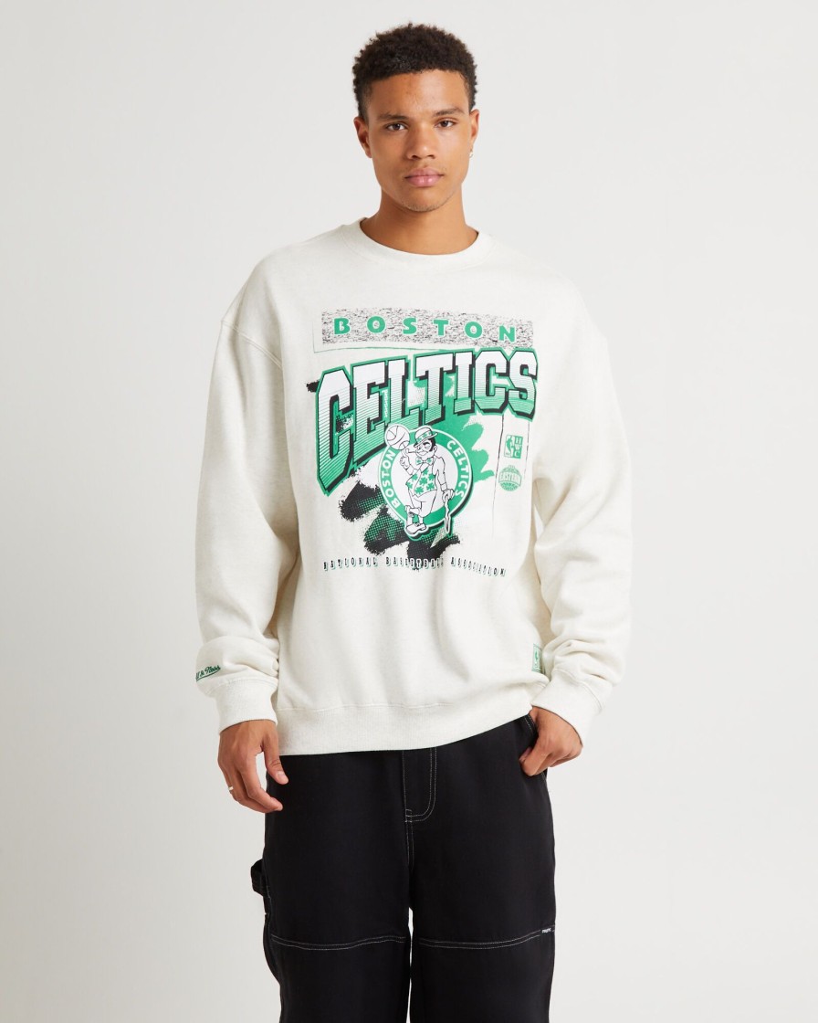 Online MITCHELL & NESS Brush Off 2.0 Celtics Crew White Marle