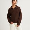 Online SUBTITLED Ezra Half Zip Knit Pull Over Chocolate Brown