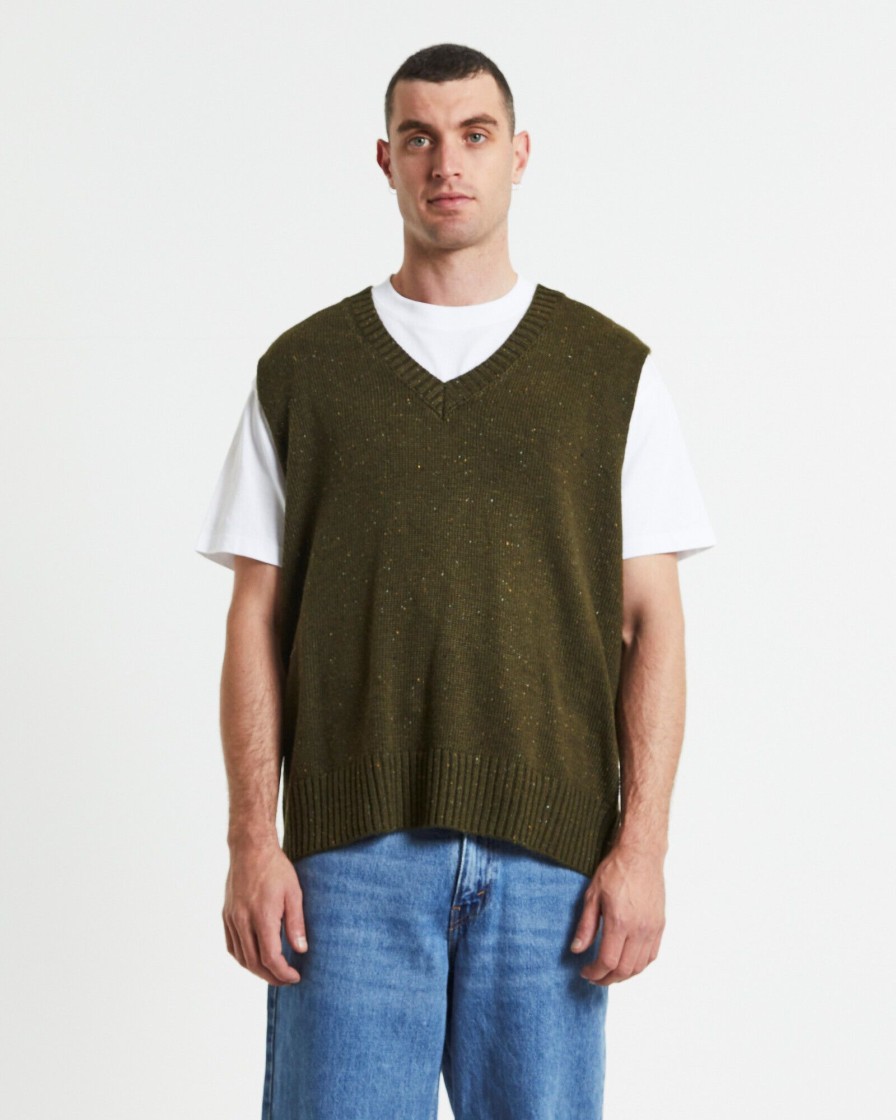 Clearance ARVUST Sunday Knitted Box Vest Olive