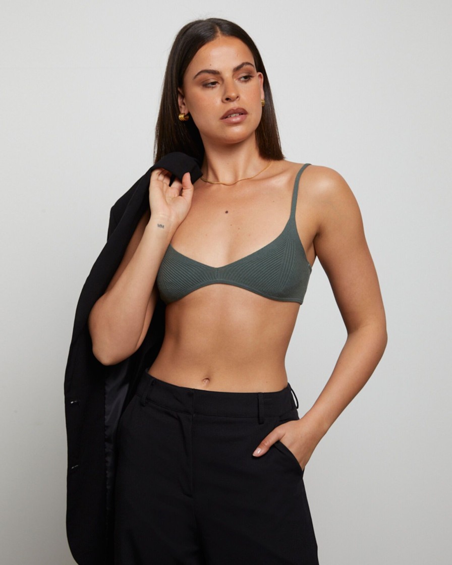 Clearance GENERAL PANTS CO. BASICS Luxe Knitted Bralette Green