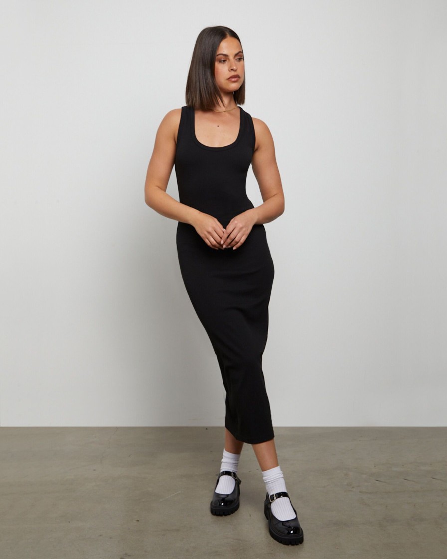 Best GENERAL PANTS CO. BASICS Racer Back Midi Dress In Black