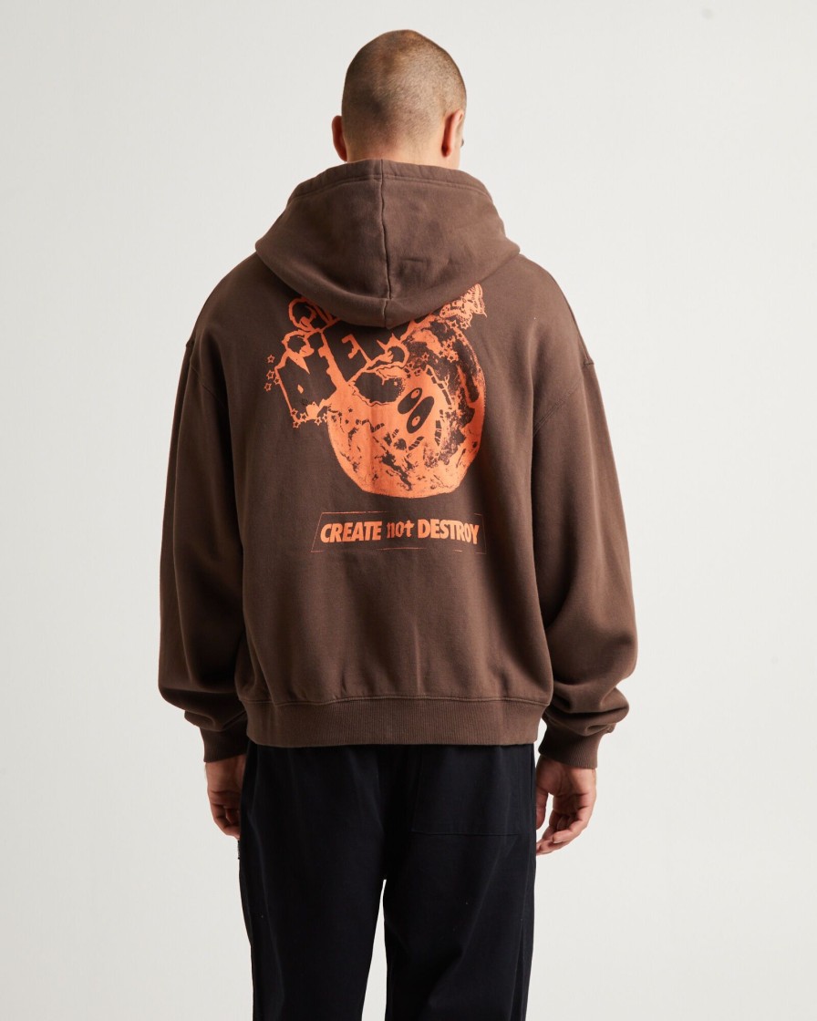 Clearance AFENDS Cosmic Life Recycled Zip Hoodie Coffee