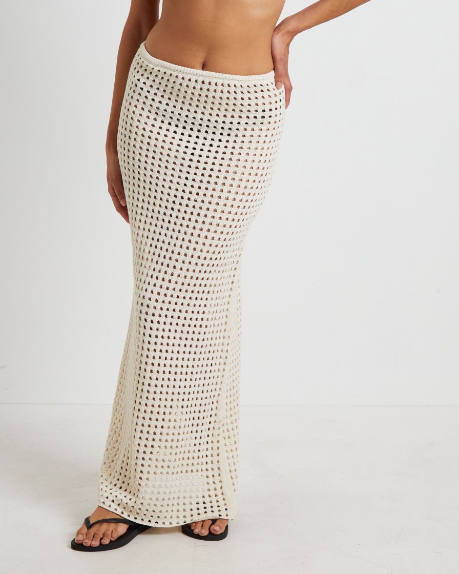 Online SUBTITLED Iris Crochet Maxi Skirt In Warm White