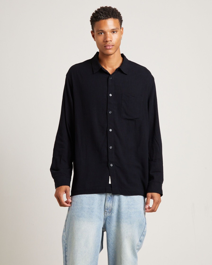 Best ARVUST Harrison Linen Long Sleeve Shirt In Black