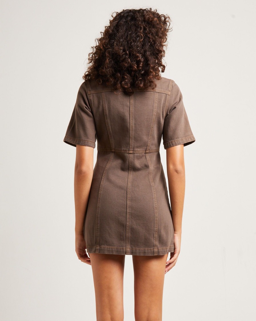 Online INSIGHT Rio Denim Mini Dress Washed Sepia