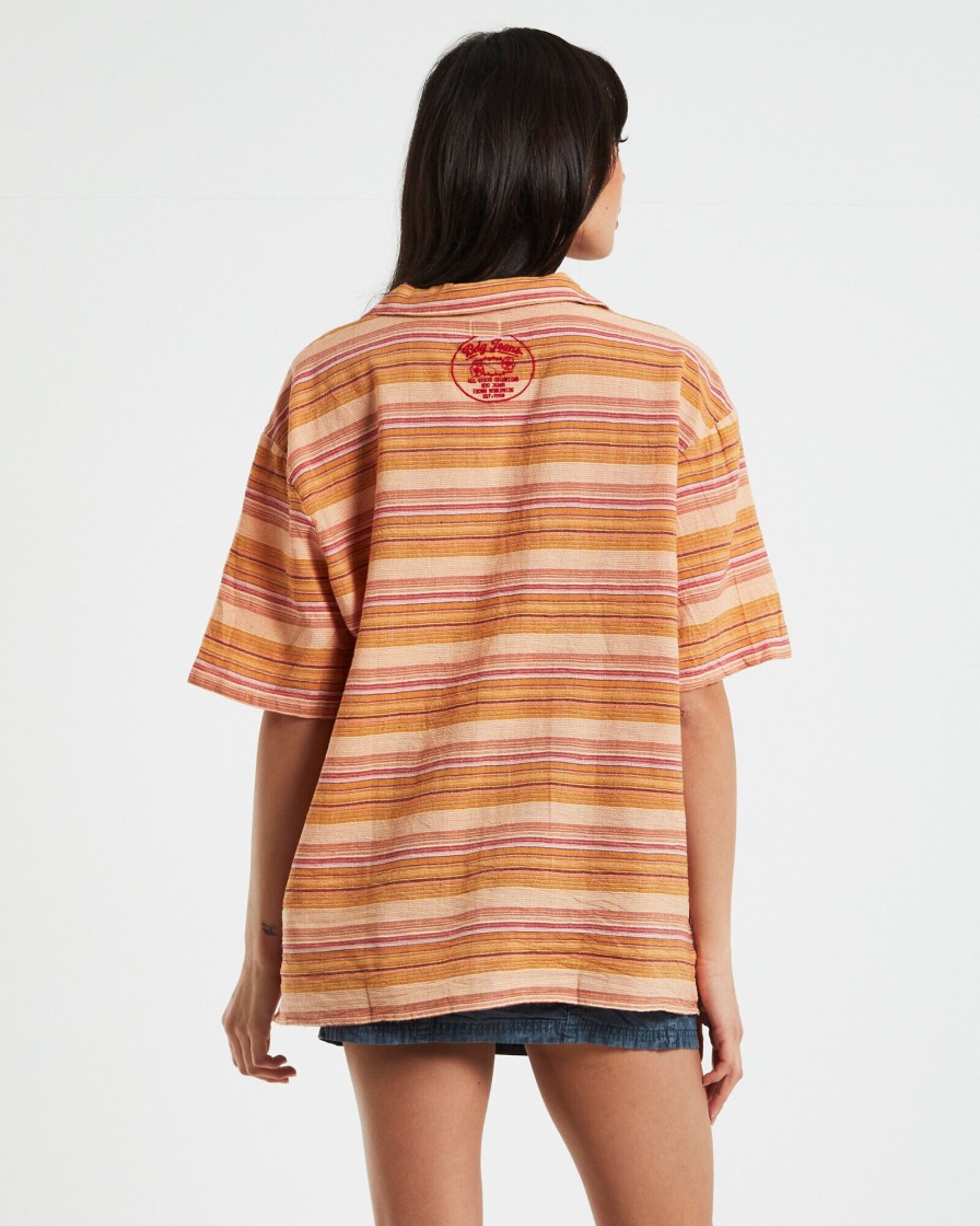 Clearance BDG URBAN OUTFITTERS Bdg Nolan Bowling Shirt Stripe Orange