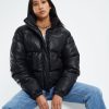 Best NEON HART Lennon Leather Look Puffa Jacket Black