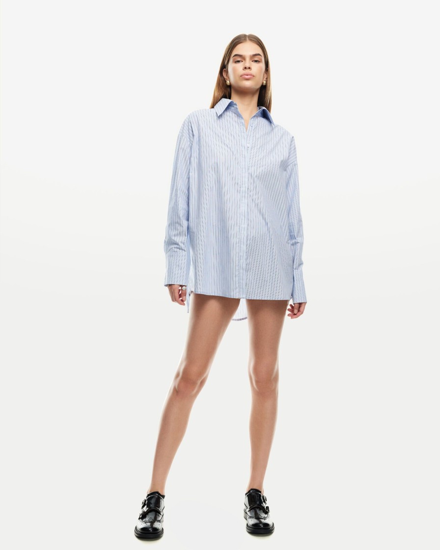 Hot LIONESS Boyfriend Long Sleeve Shirt In Blue Stripe