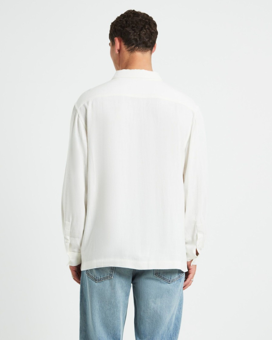 Clearance ARVUST Harrison Linen Long Sleeve Shirt In White