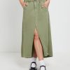 Best ONE TEASPOON St Khaki Mrs Carter Long Denim Skirt In Green