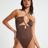 Clearance SUBTITLED Bandeau One Piece In Coffee Brown