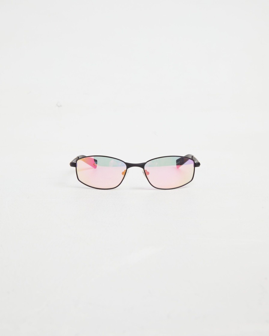 New LE SPECS Star Beam Sunglasses In Matte Black/Pink Mirror