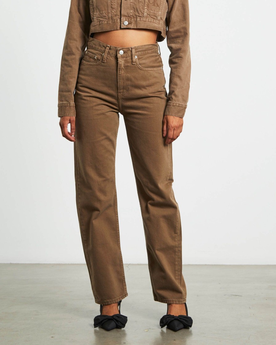 Best CALVIN KLEIN High Rise Straight Jeans In Brown