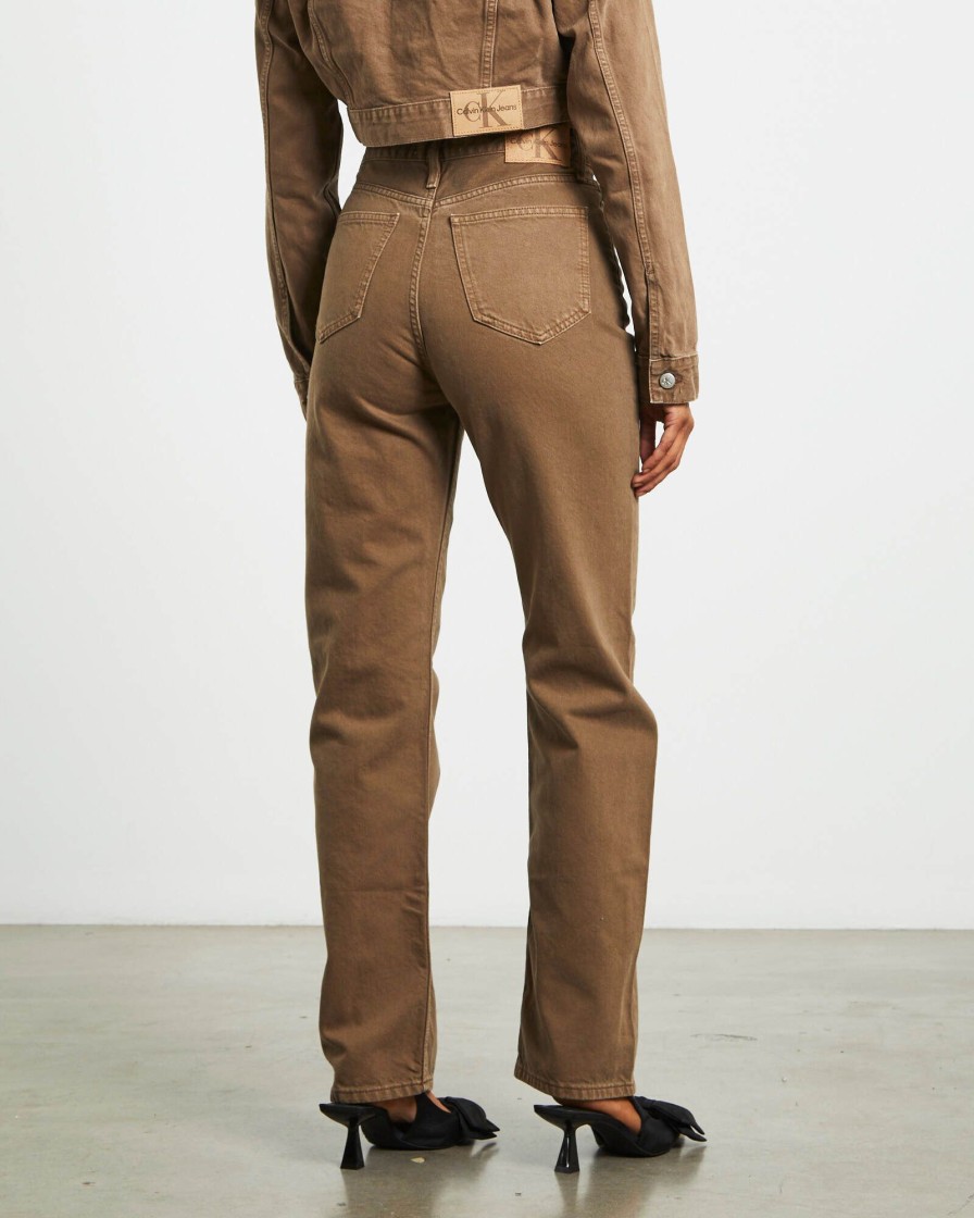 Best CALVIN KLEIN High Rise Straight Jeans In Brown