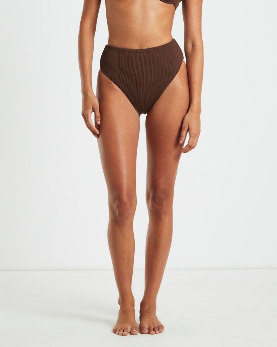 Best SUBTITLED Rib High Waisted Bottoms In Chocolate Brown