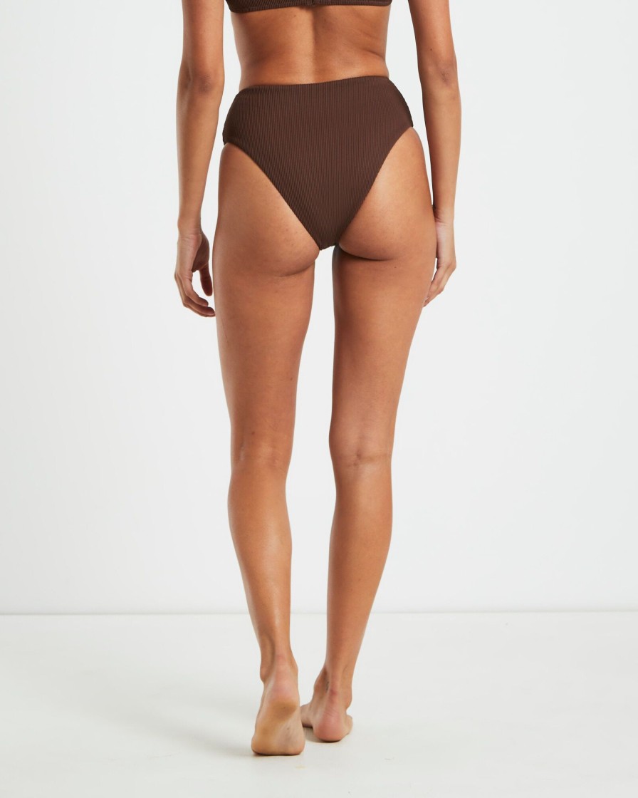 Best SUBTITLED Rib High Waisted Bottoms In Chocolate Brown