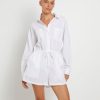 Clearance SUBTITLED Joslin Boxy Long Sleeve Shirt Playsuit In White