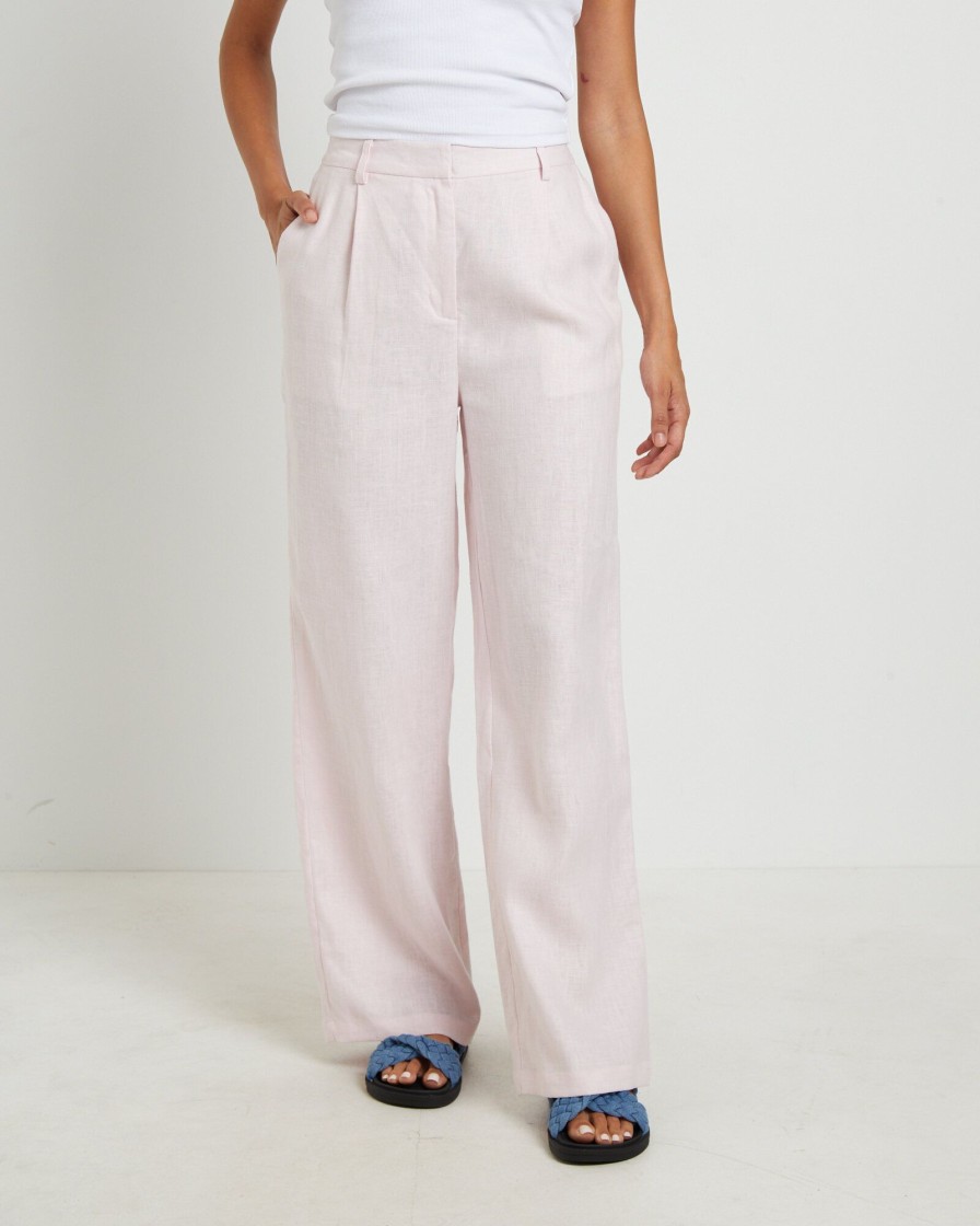 New SUBTITLED Jemimah Linen Trousers In Fairy Floss