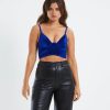 Hot LOVE NOTES Sarita Wire Front Velvet Corset Blue