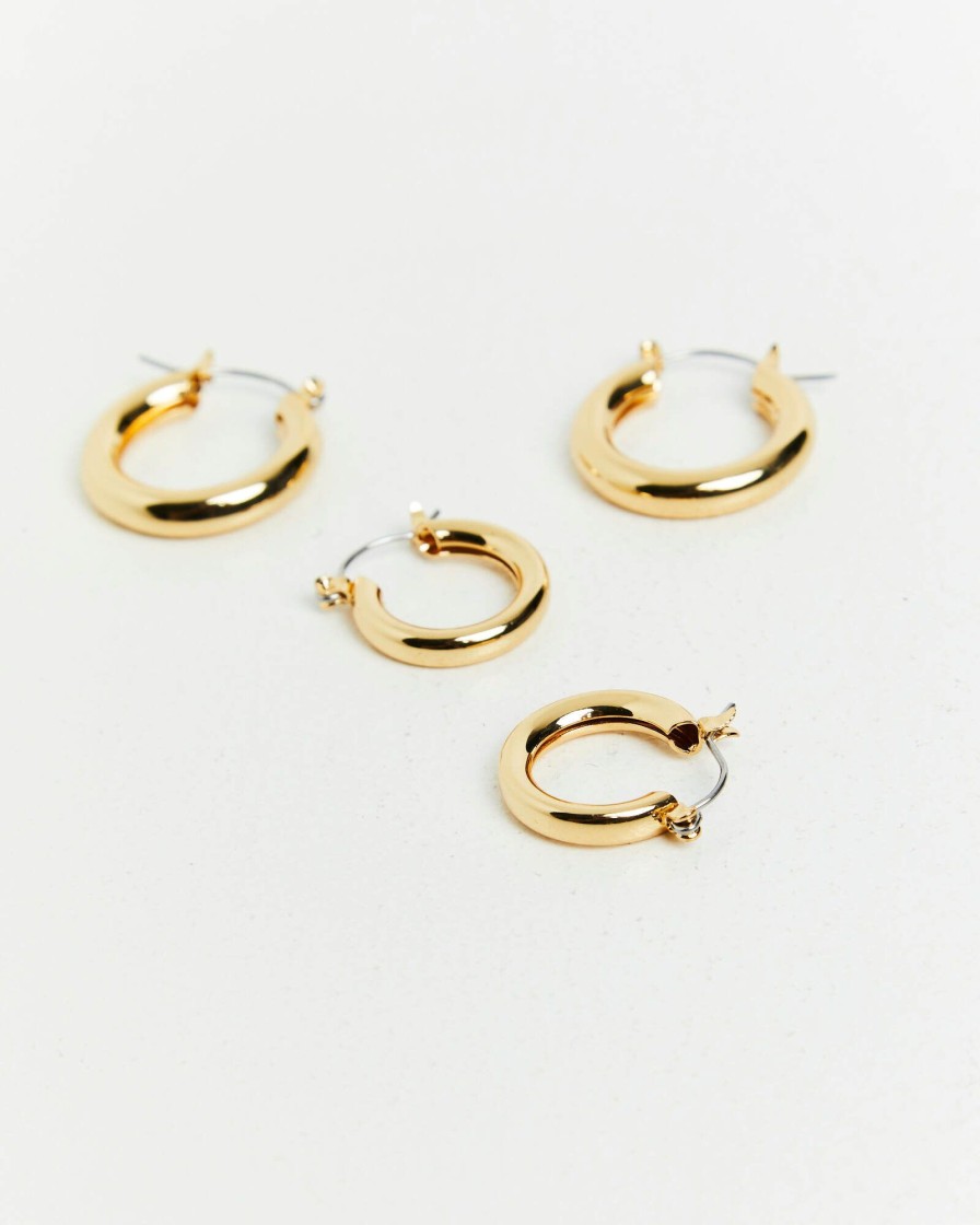 Hot ALICE IN THE EVE 14K Classic Hoops Set Gold Plated