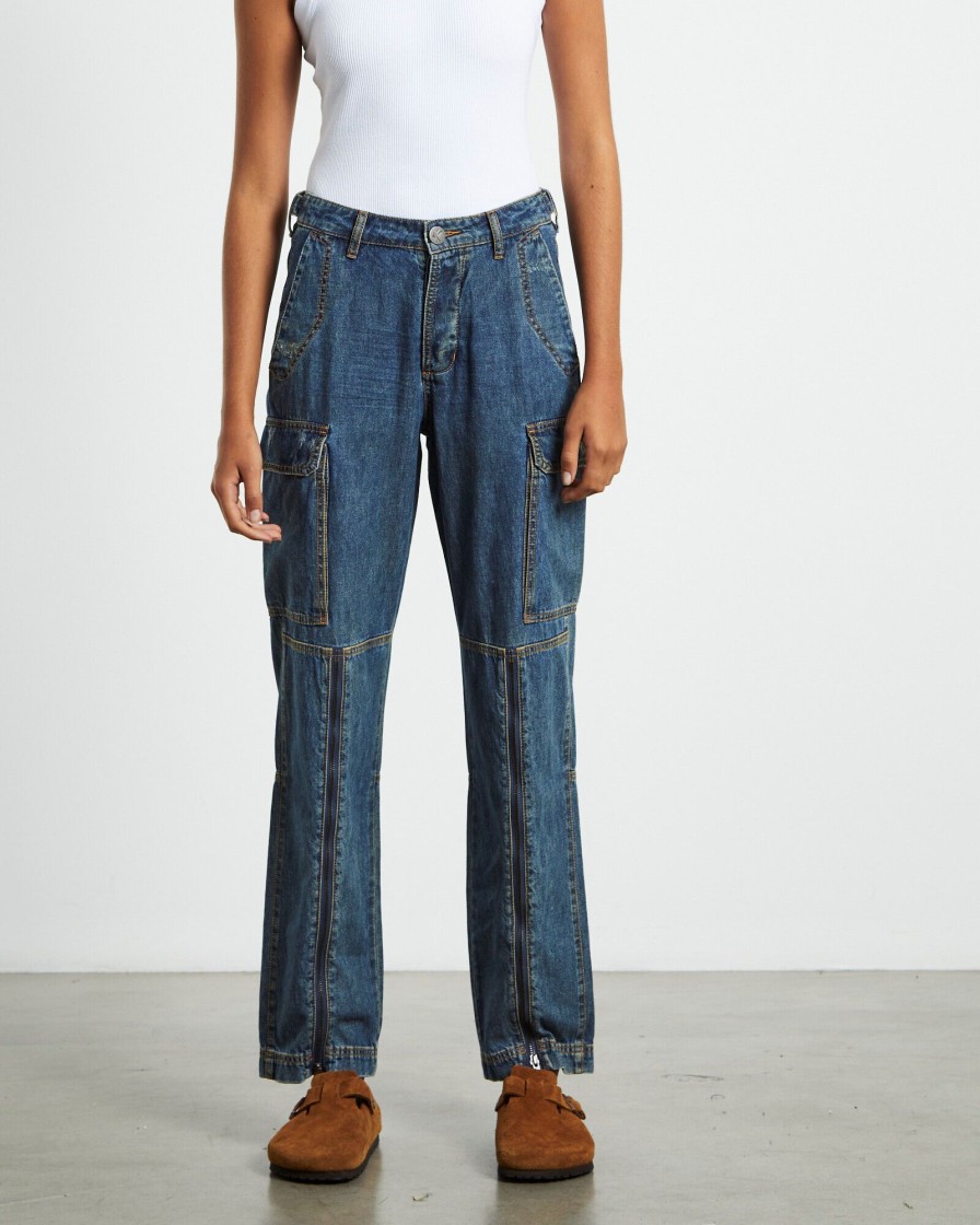 Best ONE TEASPOON Zipped Cargo Motion Jeans Used Blue