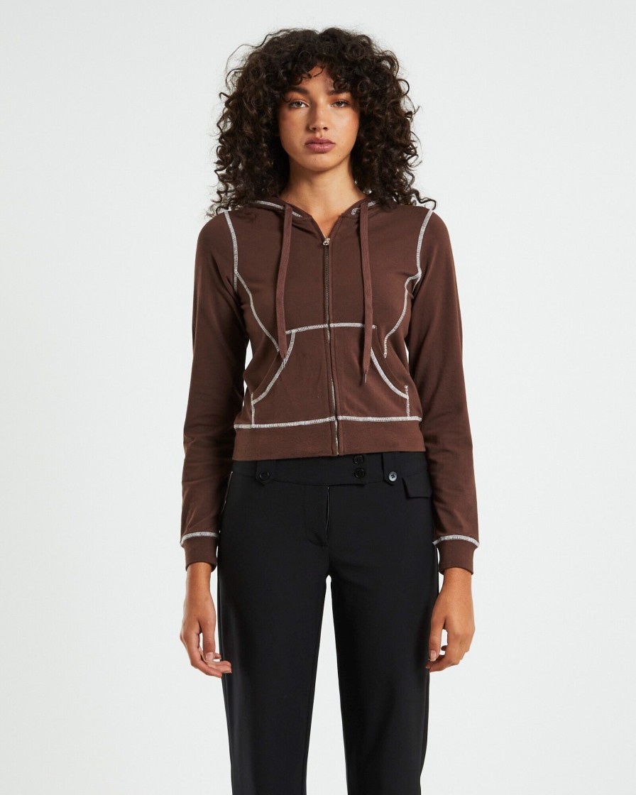 Online NEON HART Ronnie Shrunkin Zip Through Jacket Chocolate Brown