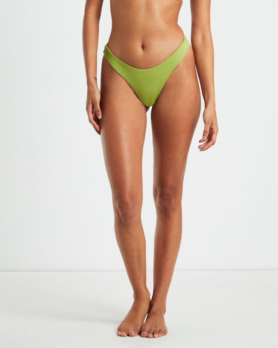 Best SUBTITLED Rib Cheeky Cut Bikini Bottoms In Citrus Green