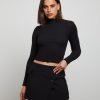 Hot GENERAL PANTS CO. BASICS Ribbed Long Sleeve Crop Skivvy In Black