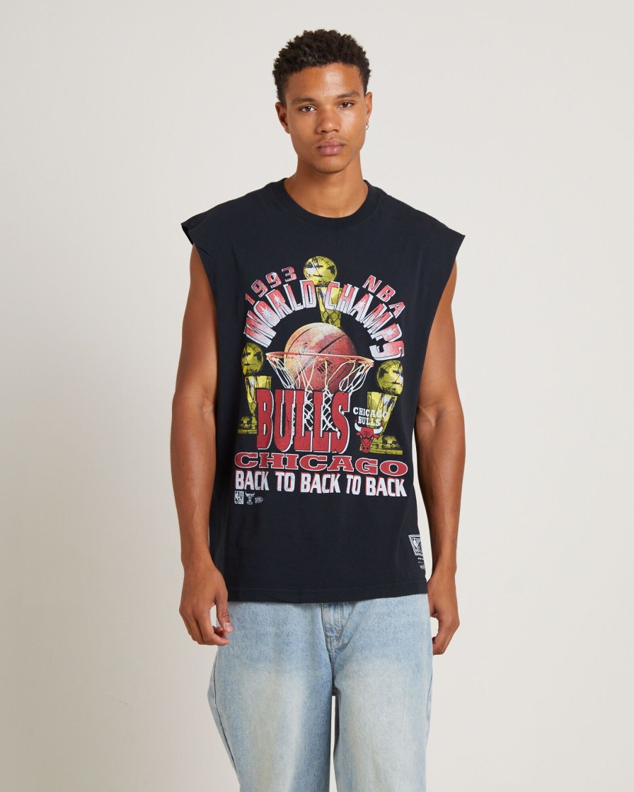 Best MITCHELL & NESS Bulls Muscle Top In Faded Black