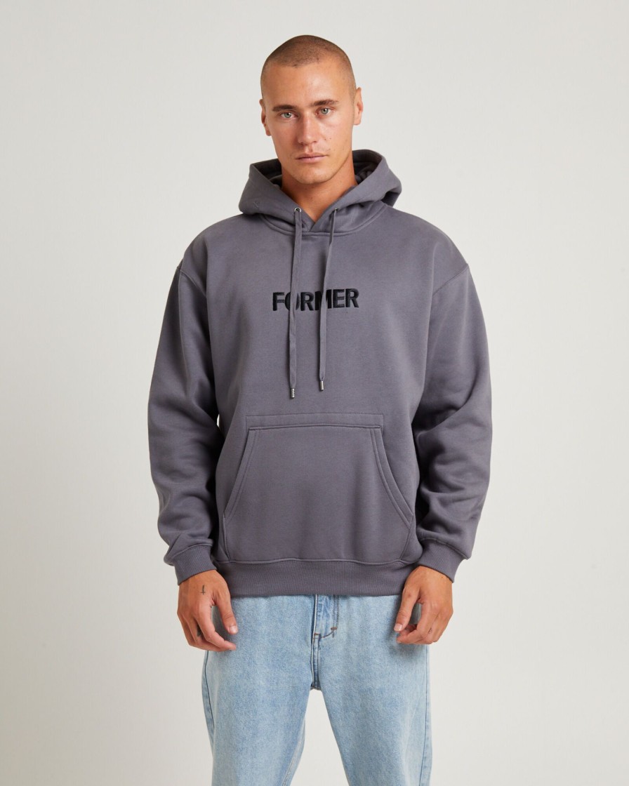 Online FORMER Legacy Emb Hoodie Iron Grey