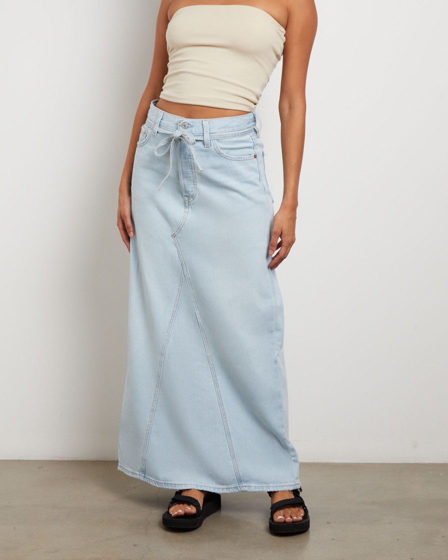 Best LEVIS Iconic Long Denim Belt Skirt In So Called Pants Blue